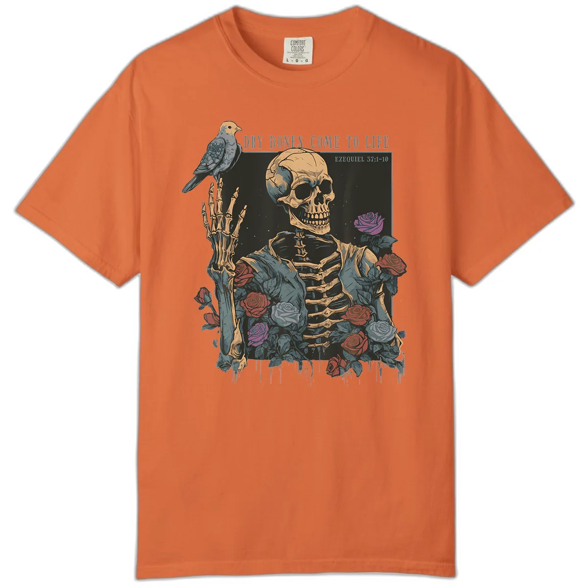 Dry Bones Come To Life Skull Comfort Color in Burnt Orange