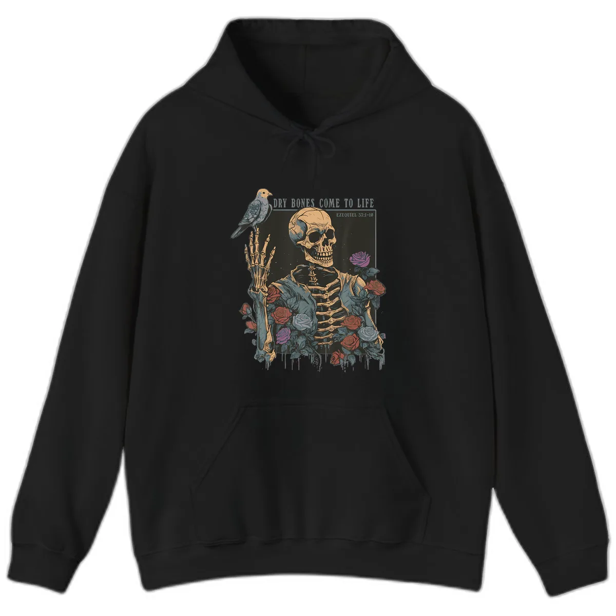 Dry Bones Come To Life Skull Hoodie in Black