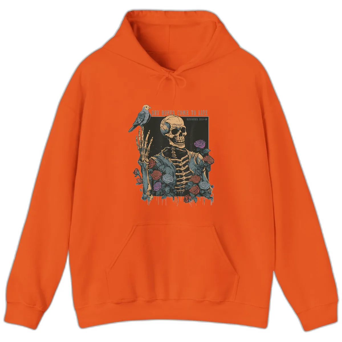 Dry Bones Come To Life Skull Hoodie in Orange