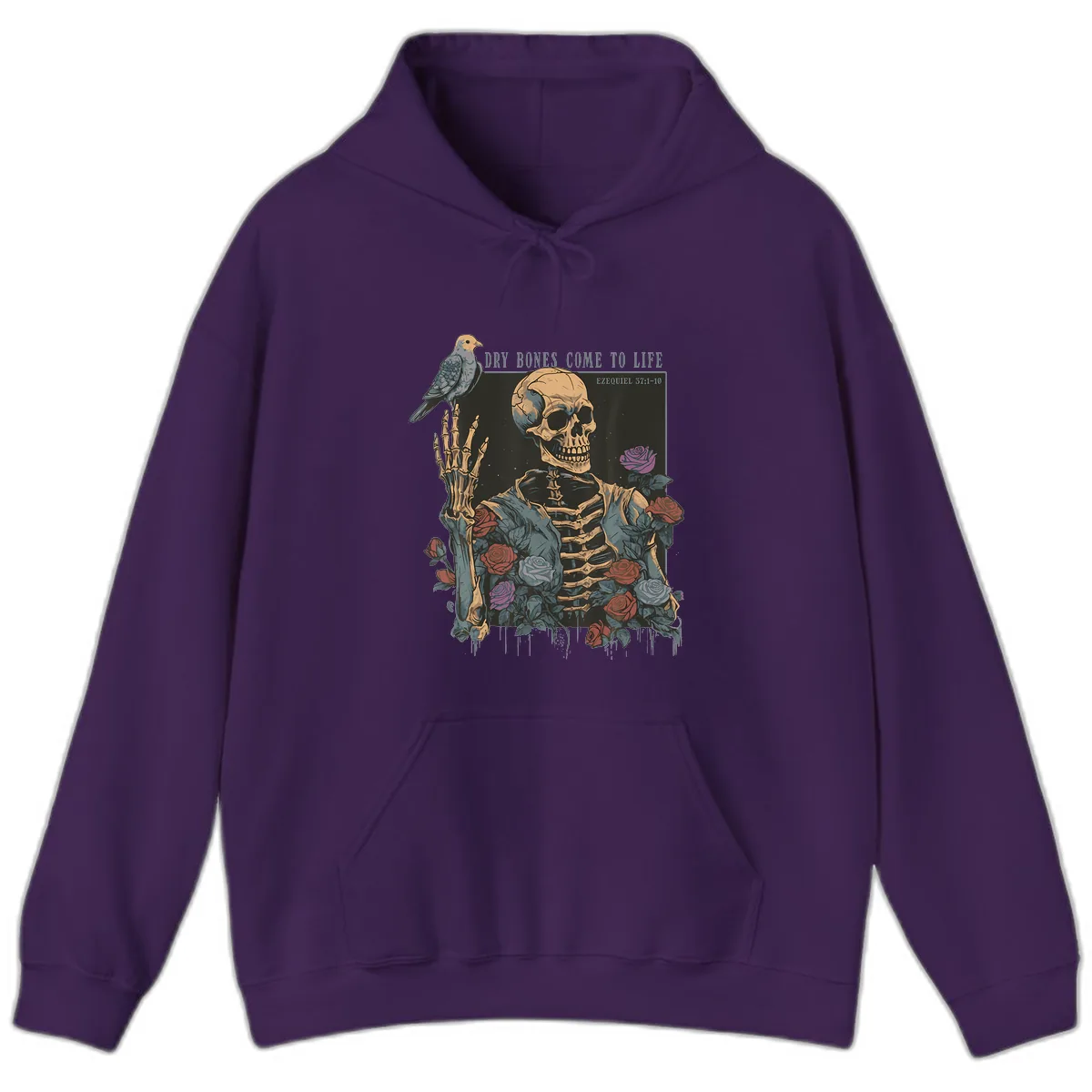 Dry Bones Come To Life Skull Hoodie in Purple
