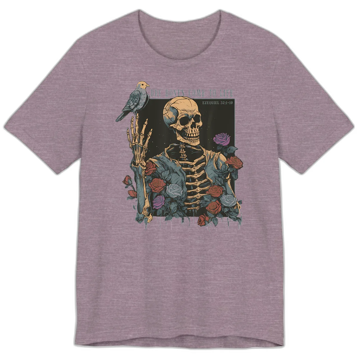 Dry Bones Come To Life Skull Premium T-Shirt in Heather Purple