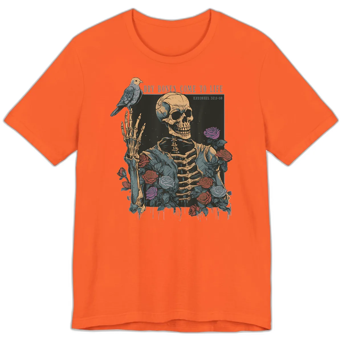 Dry Bones Come To Life Skull Premium T-Shirt in Orange