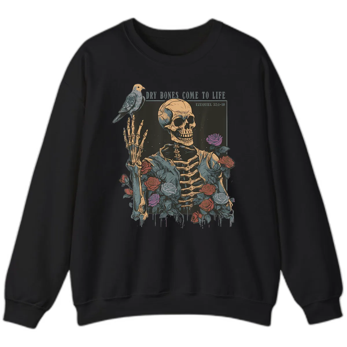 Dry Bones Come To Life Skull Sweatshirt in Black