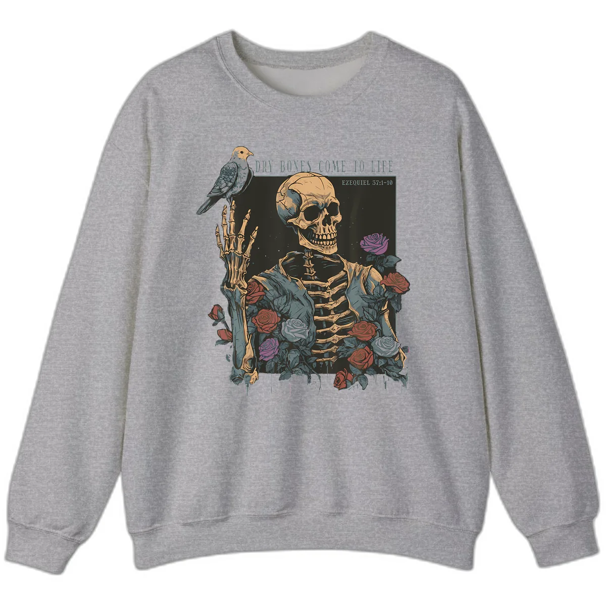 Dry Bones Come To Life Skull Sweatshirt in Sport Grey