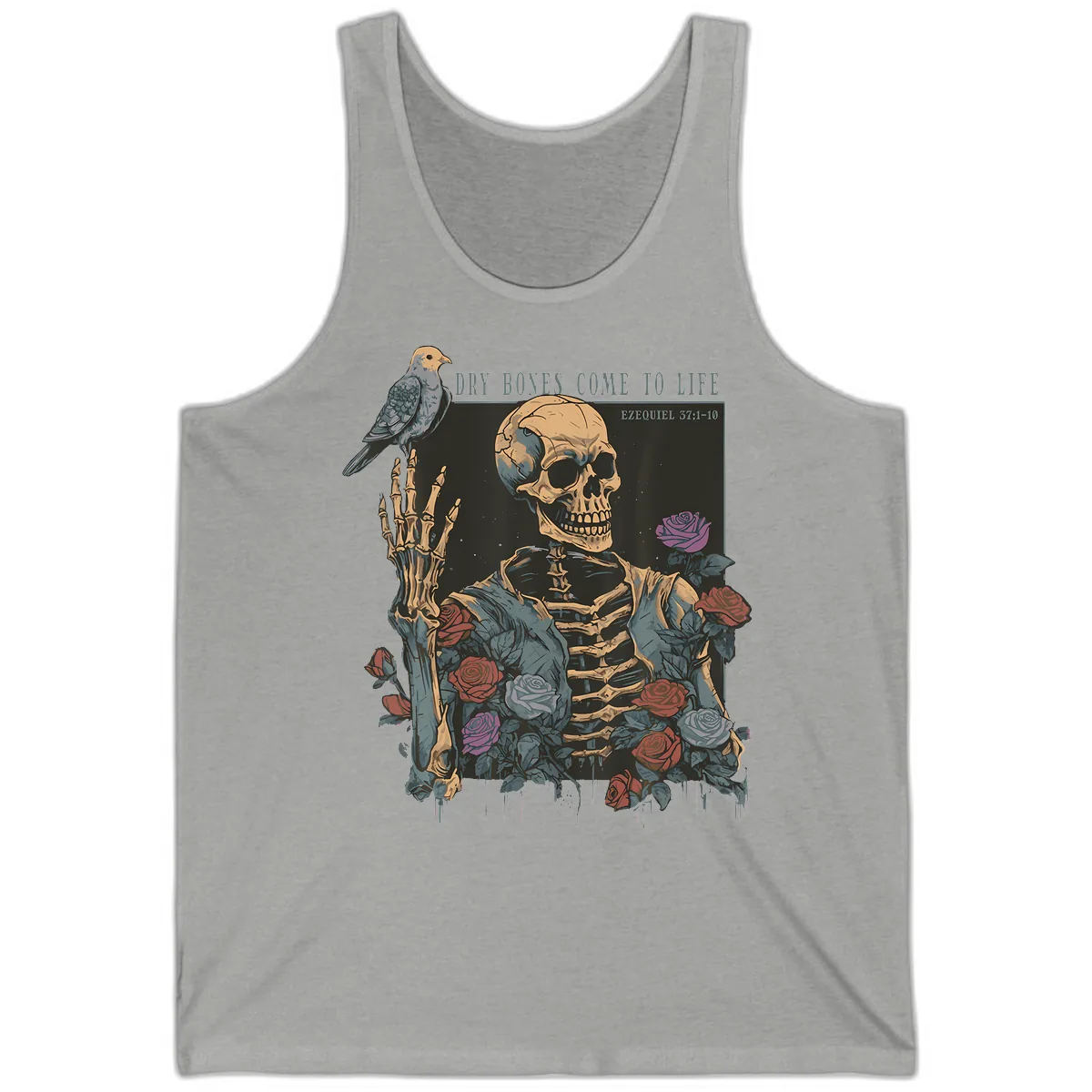 Dry Bones Come To Life Skull Tank in Athletic Heather