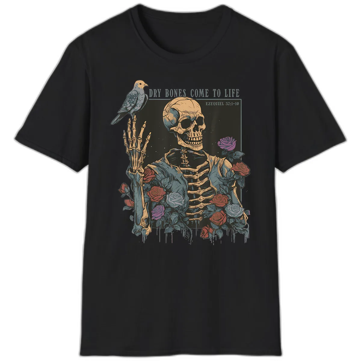 Dry Bones Come To Life Skull T-Shirt in Black