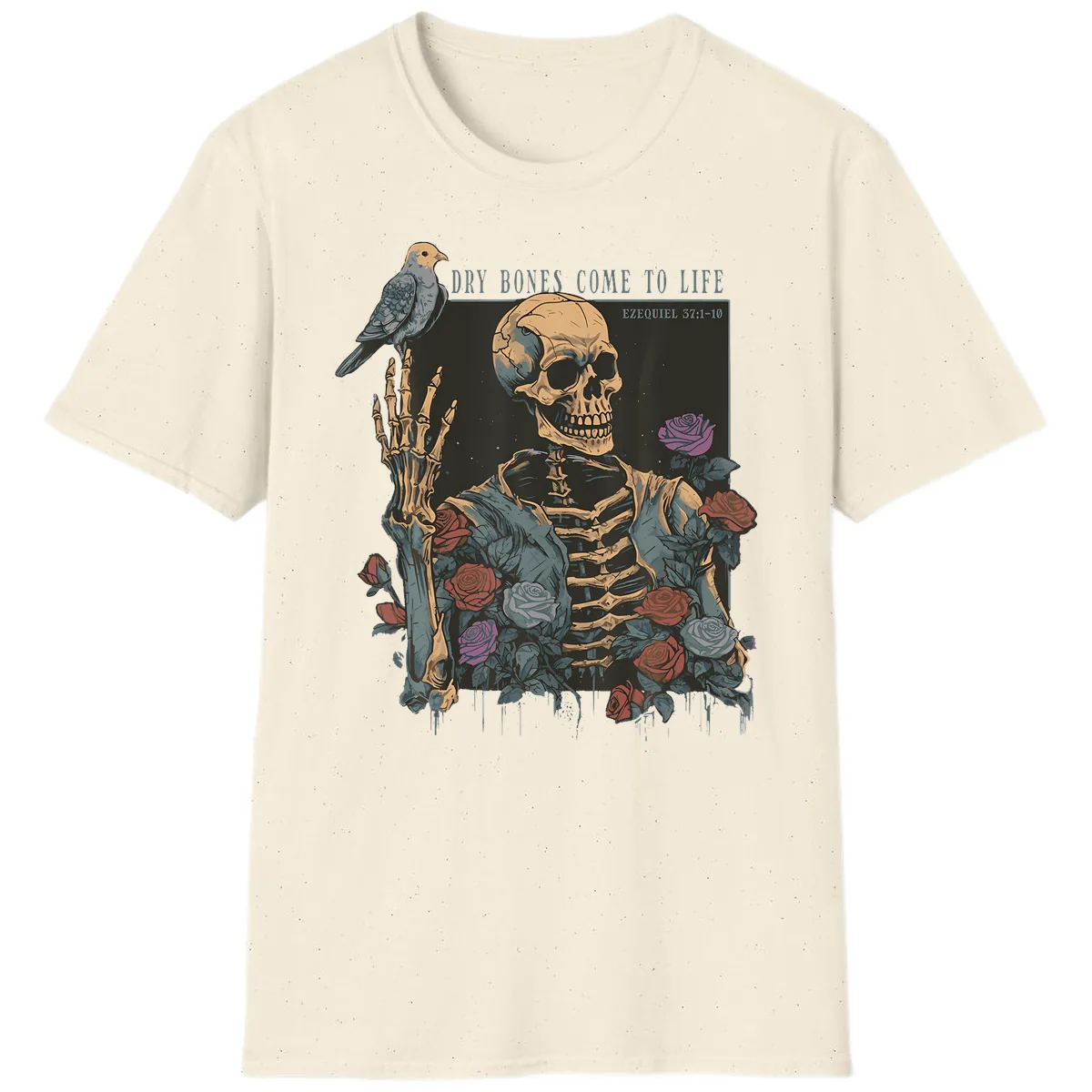 Dry Bones Come To Life Skull T-Shirt in Natural