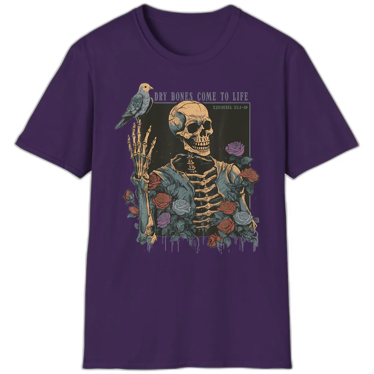 Dry Bones Come To Life Skull T-Shirt in Purple