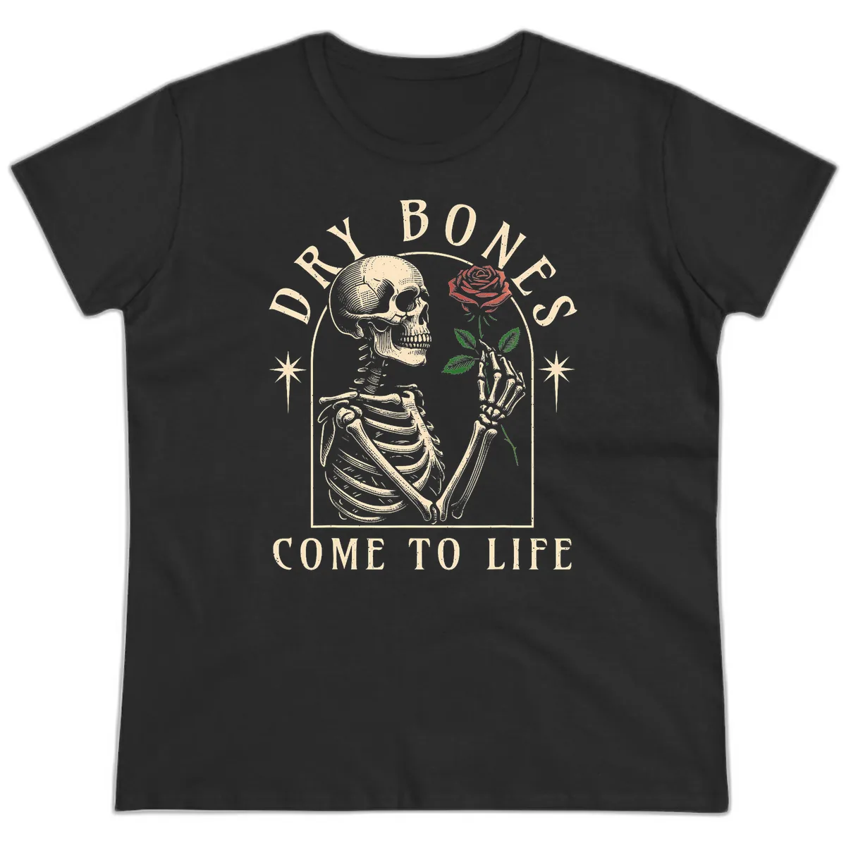 Dry Bones Come To Life Ladies Tee in Black
