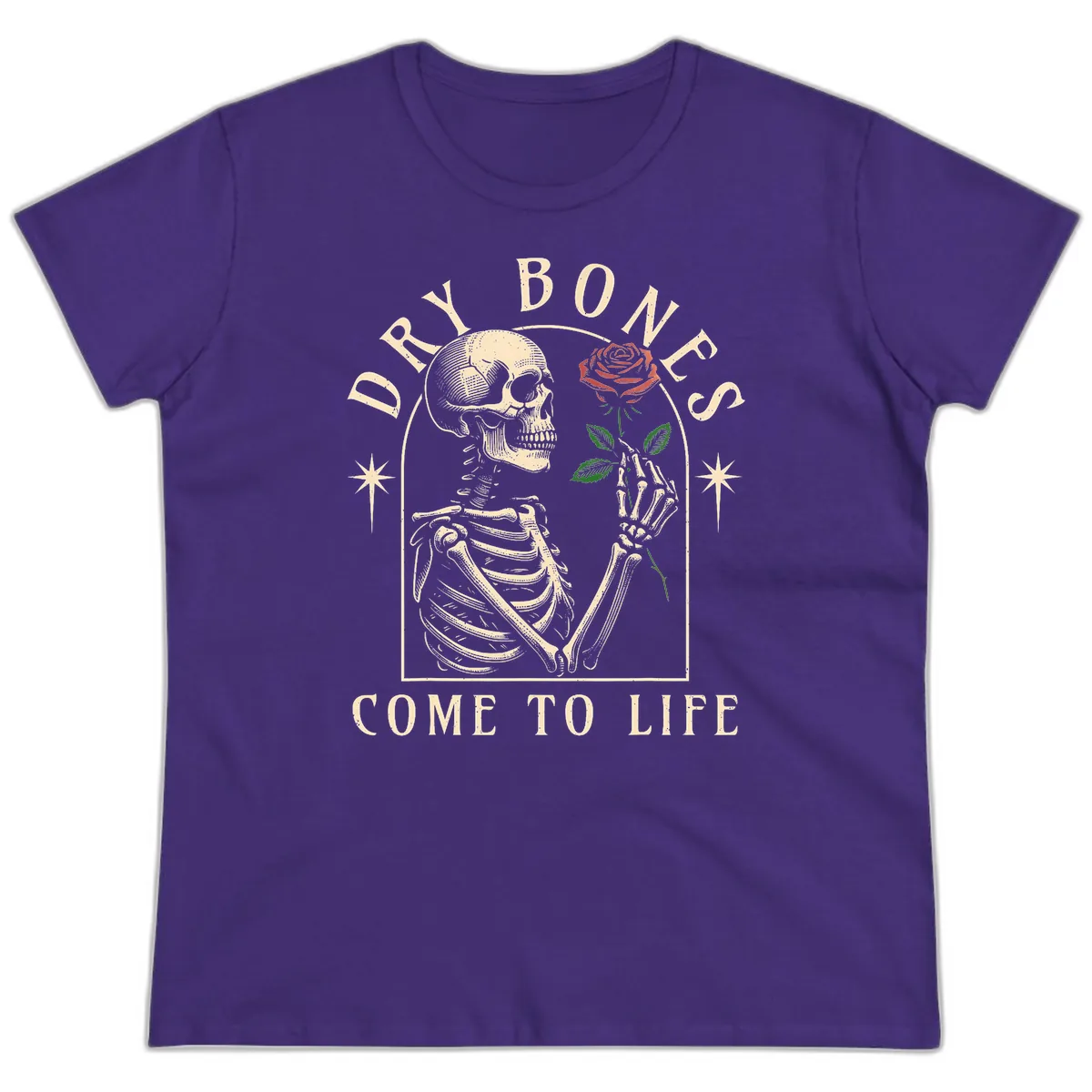 Dry Bones Come To Life Ladies Tee in Purple