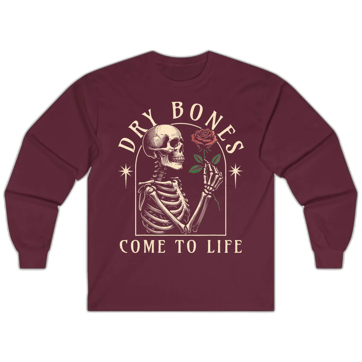 Dry Bones Come To Life Long Sleeve in Maroon