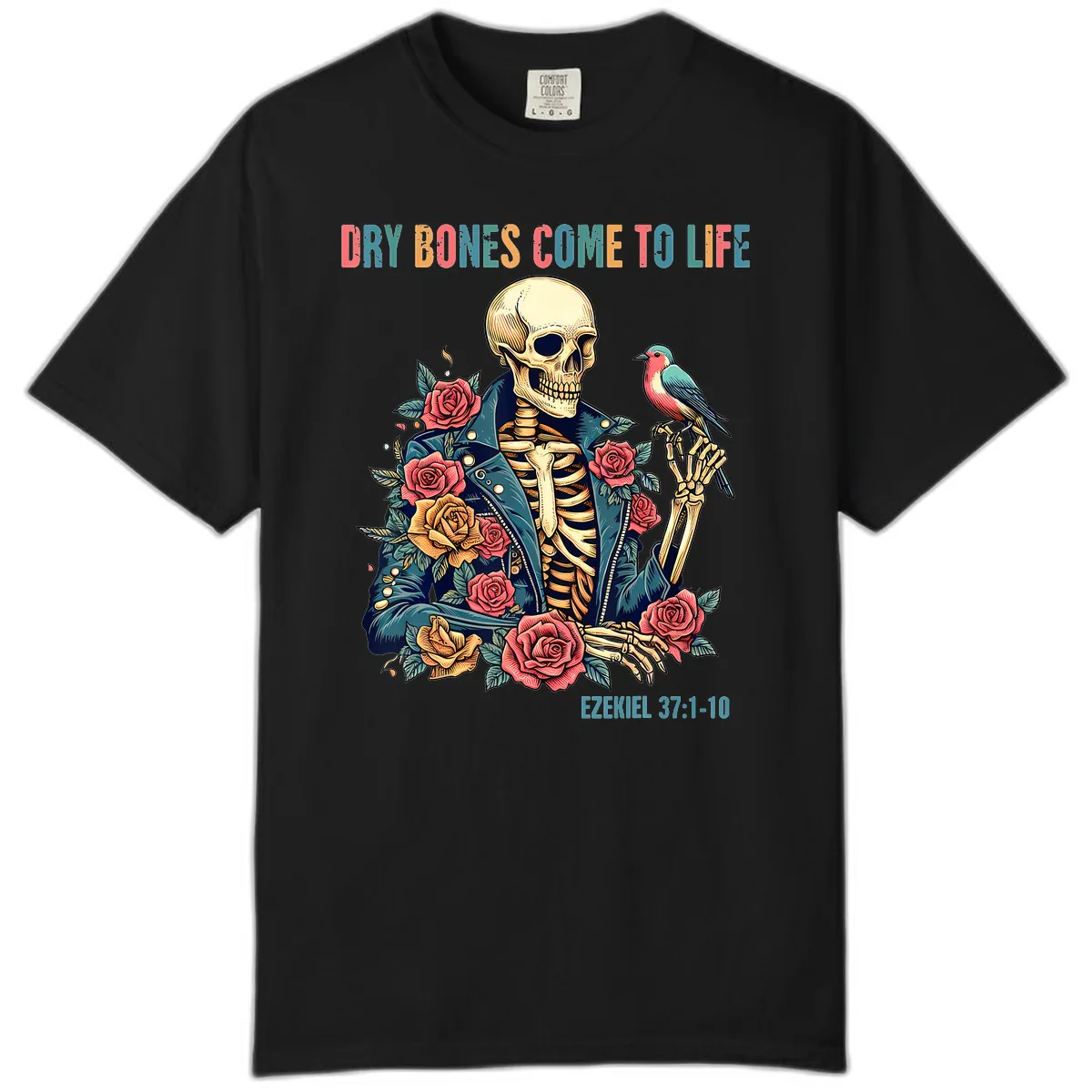 Dry Bones Come To Life Skeleton Comfort Color in Black