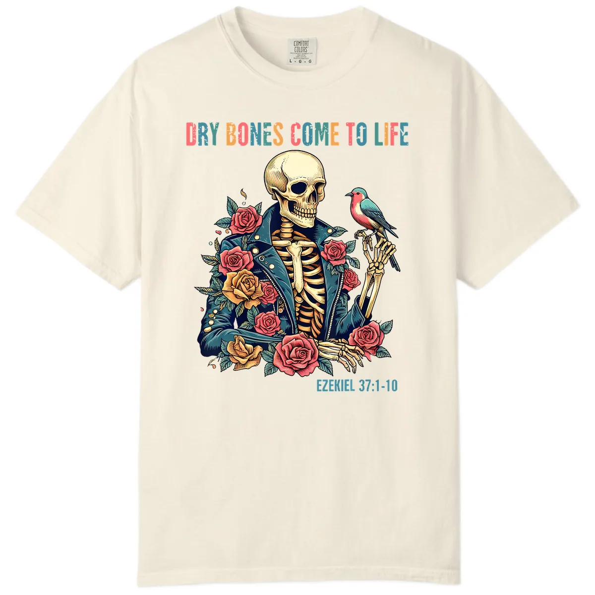 Dry Bones Come To Life Skeleton Comfort Color in Ivory