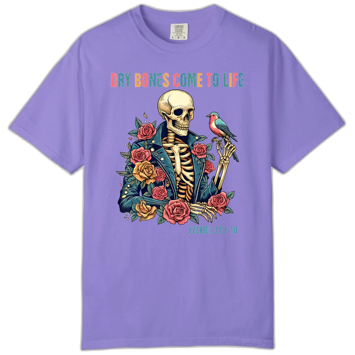 Dry Bones Come To Life Skeleton Comfort Color in Violet
