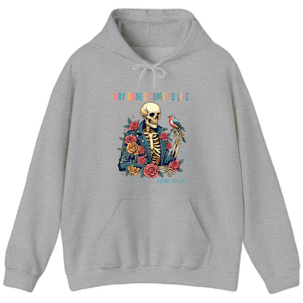 Dry Bones Come To Life Skeleton Hoodie in Sport Grey