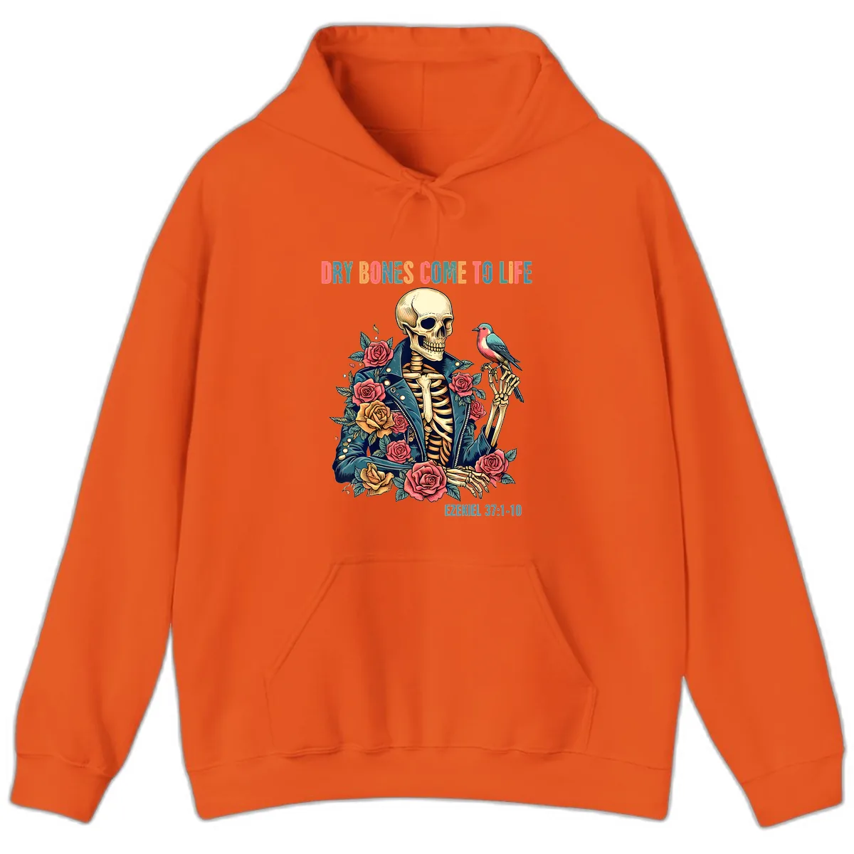 Dry Bones Come To Life Skeleton Hoodie in Orange