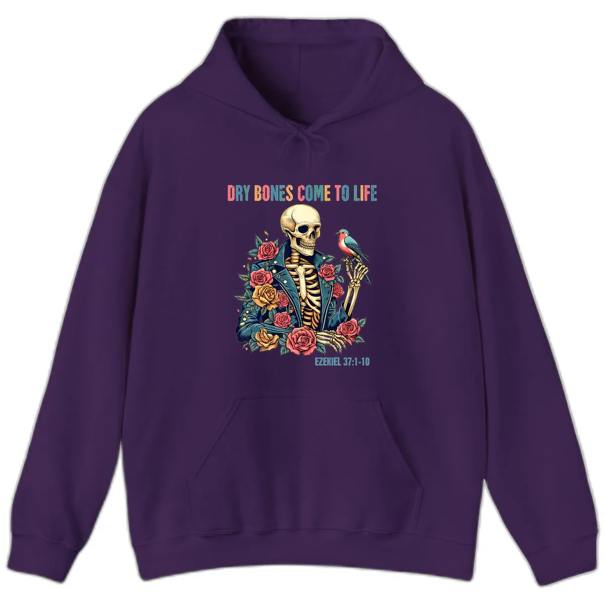 Dry Bones Come To Life Skeleton Hoodie in Purple