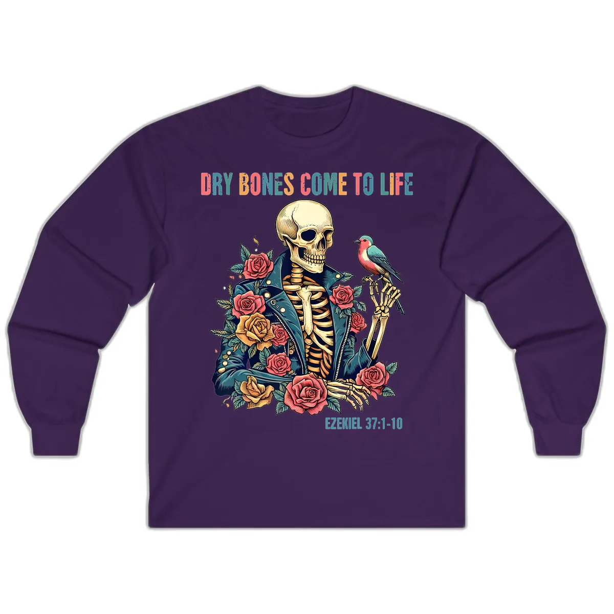 Dry Bones Come To Life Skeleton Long Sleeve in Purple