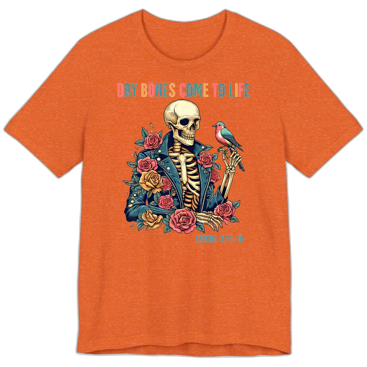 Dry Bones Come To Life Skeleton Premium T-Shirt in Heather Orange
