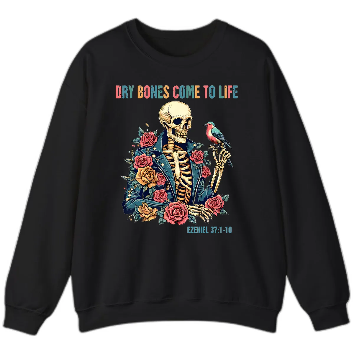 Dry Bones Come To Life Skeleton Sweatshirt in Black