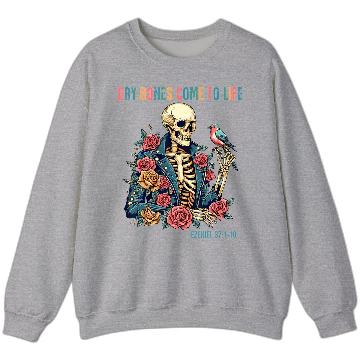 Dry Bones Come To Life Skeleton Sweatshirt in Sport Grey