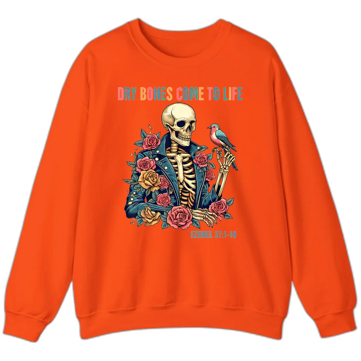 Dry Bones Come To Life Skeleton Sweatshirt in Orange