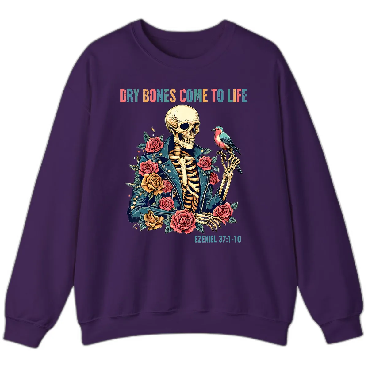 Dry Bones Come To Life Skeleton Sweatshirt in Purple