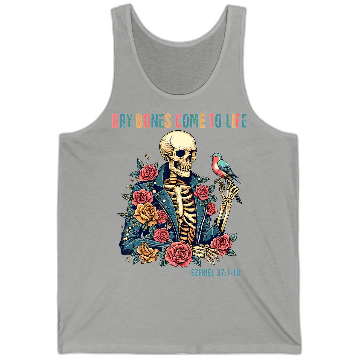 Dry Bones Come To Life Skeleton Tank in Athletic Heather