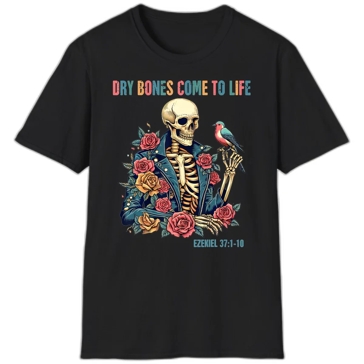 Dry Bones Come To Life Skeleton T-Shirt in Black