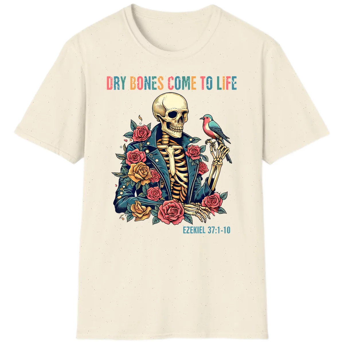 Dry Bones Come To Life Skeleton T-Shirt in Natural