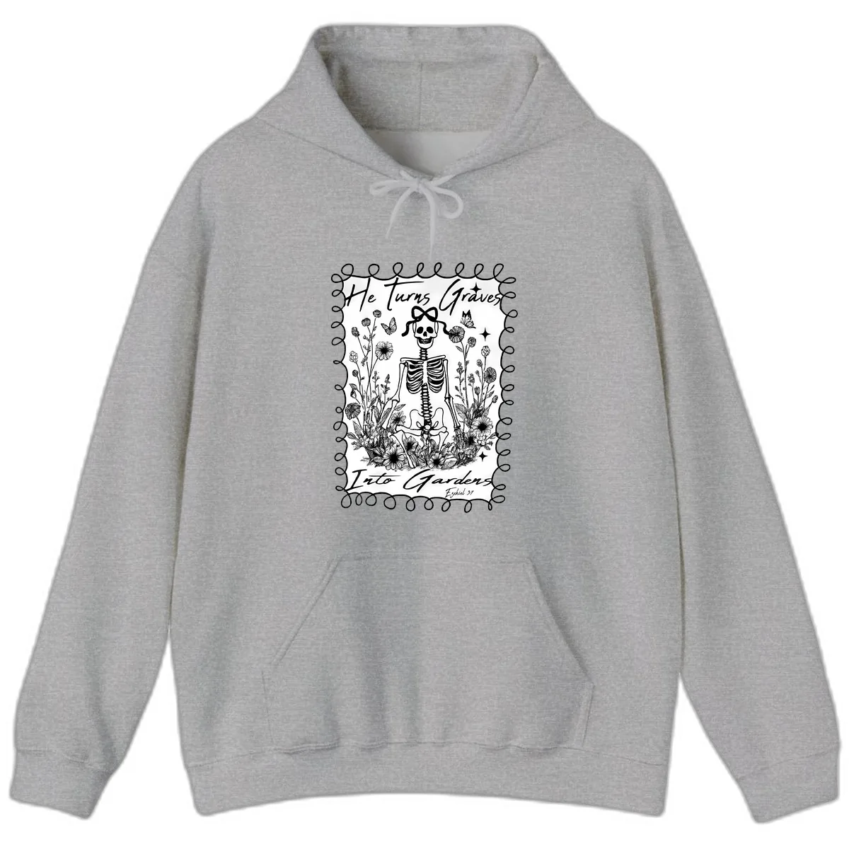 He Turns Graves Into Gardens Hoodie in Sport Grey