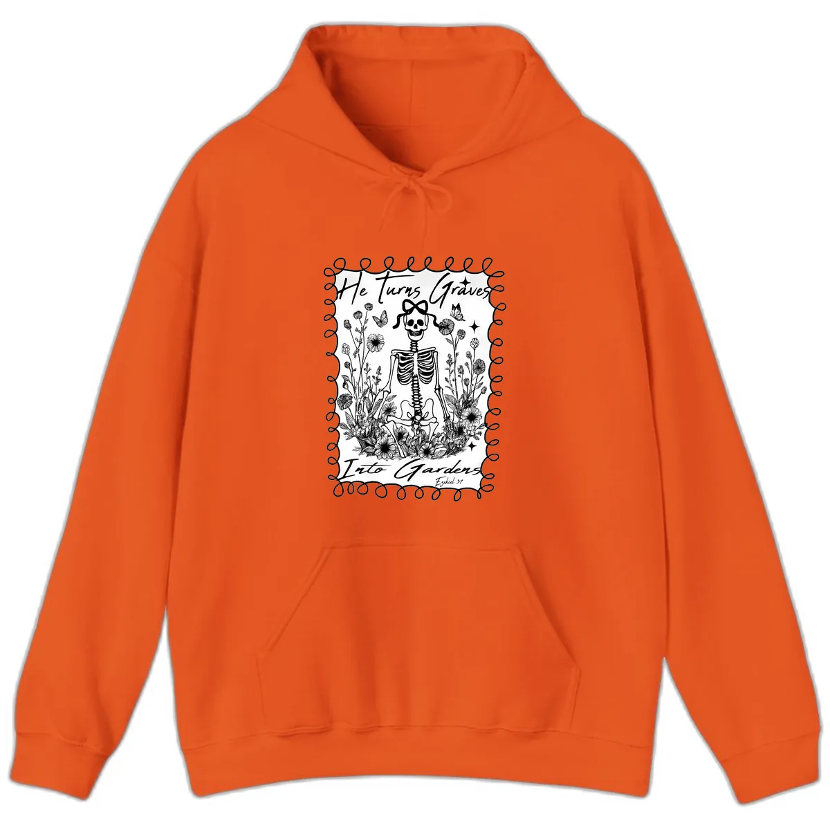 He Turns Graves Into Gardens Hoodie in Orange