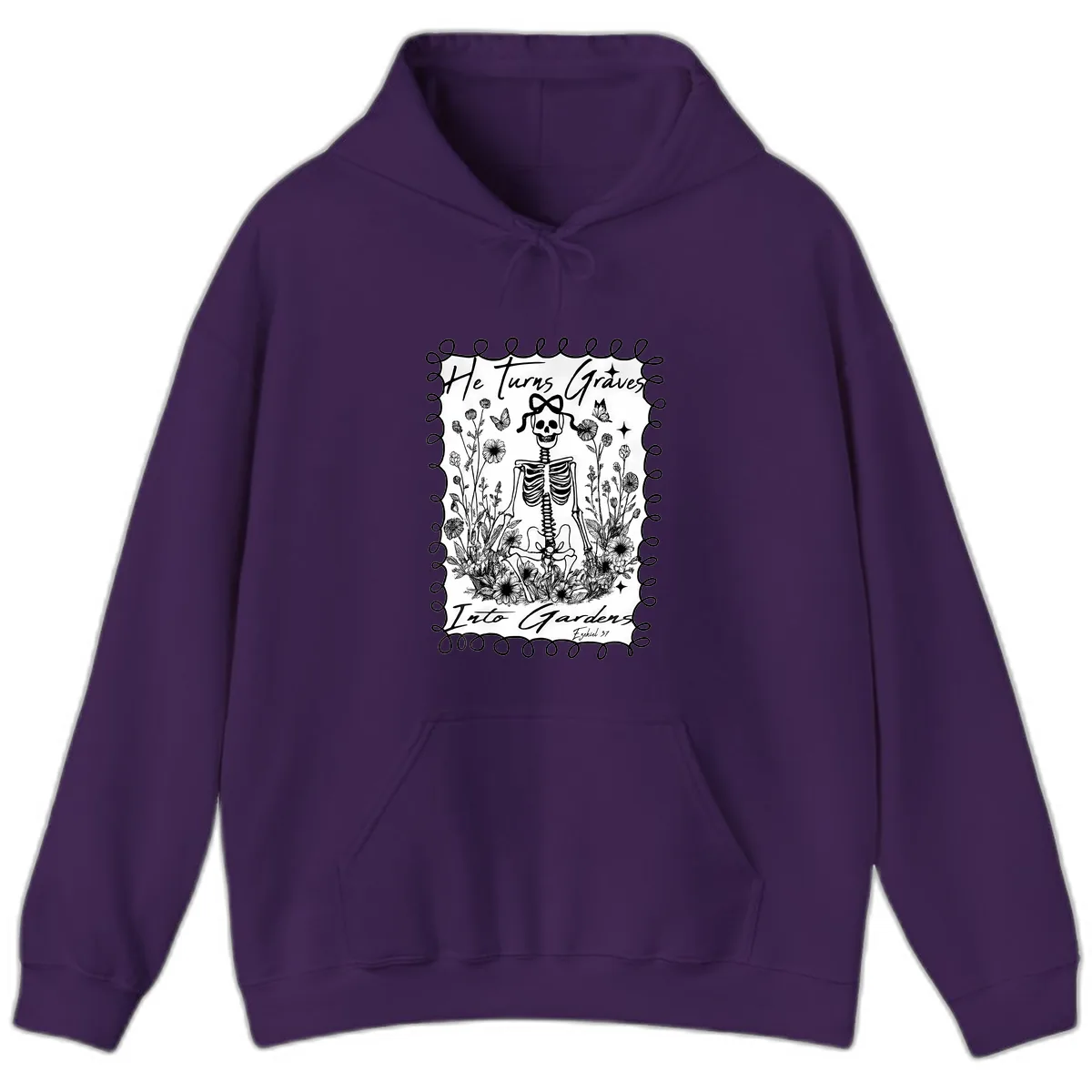 He Turns Graves Into Gardens Hoodie in Purple