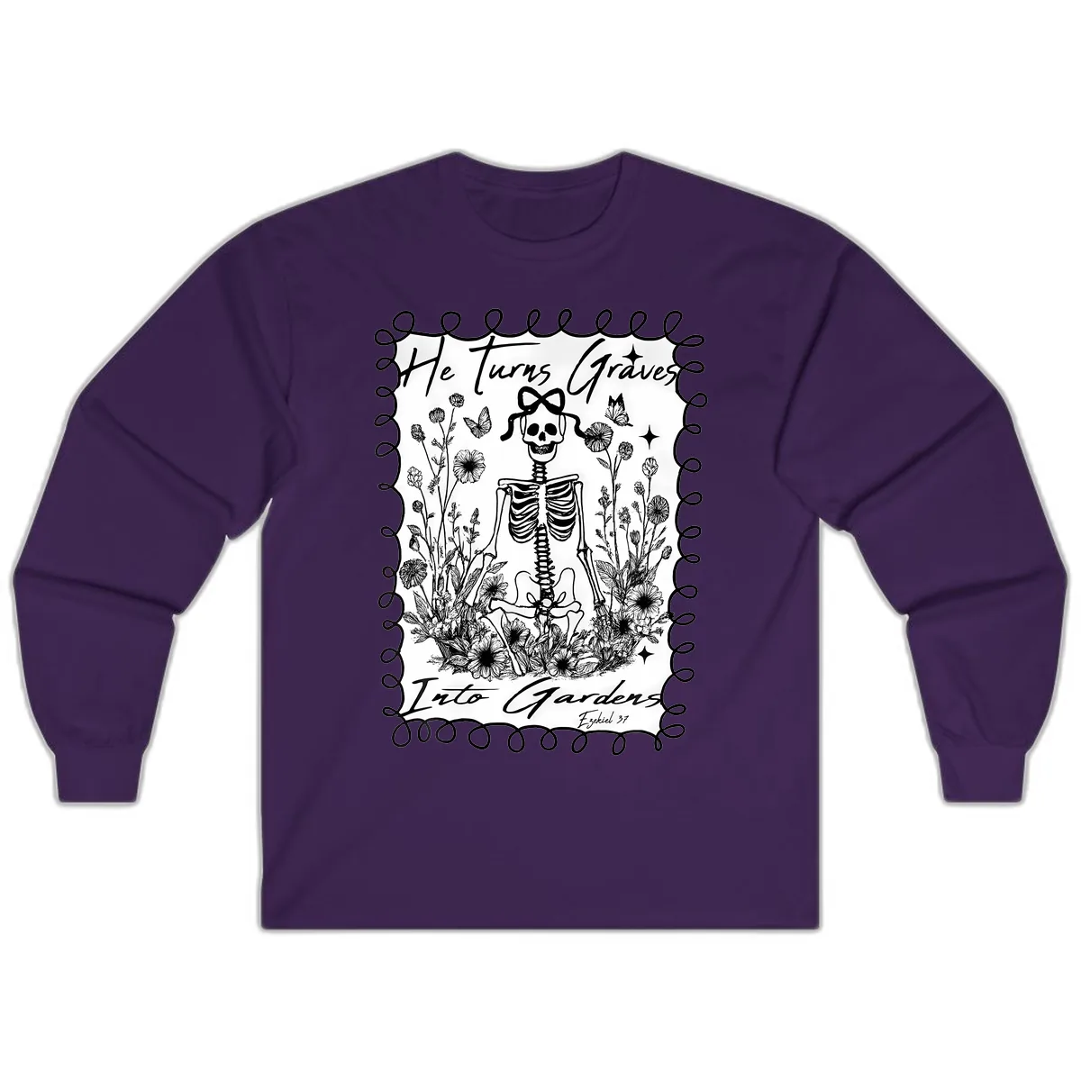 He Turns Graves Into Gardens Long Sleeve in Purple