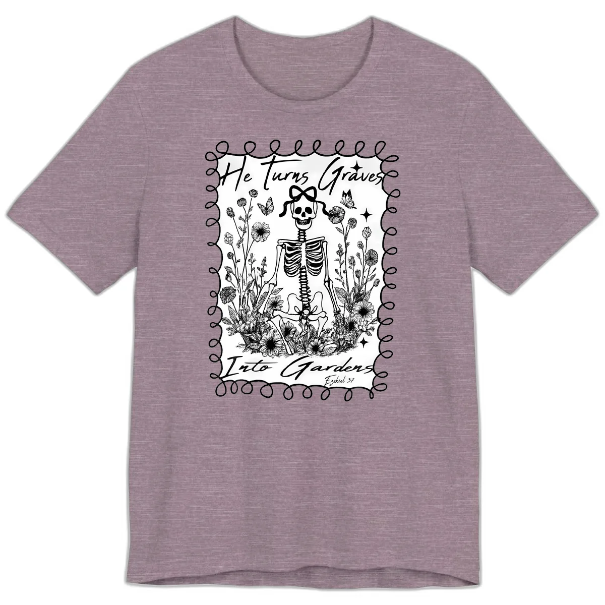 He Turns Graves Into Gardens Premium T-Shirt in Heather Purple
