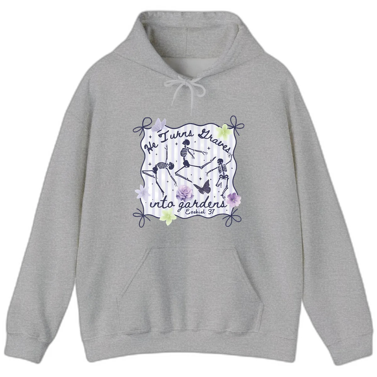 He Turns Graves Into Gardens Hoodie in Sport Grey