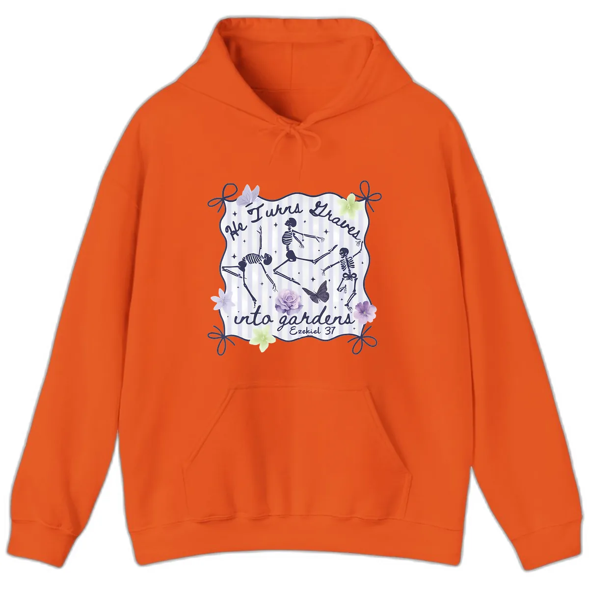 He Turns Graves Into Gardens Hoodie in Orange