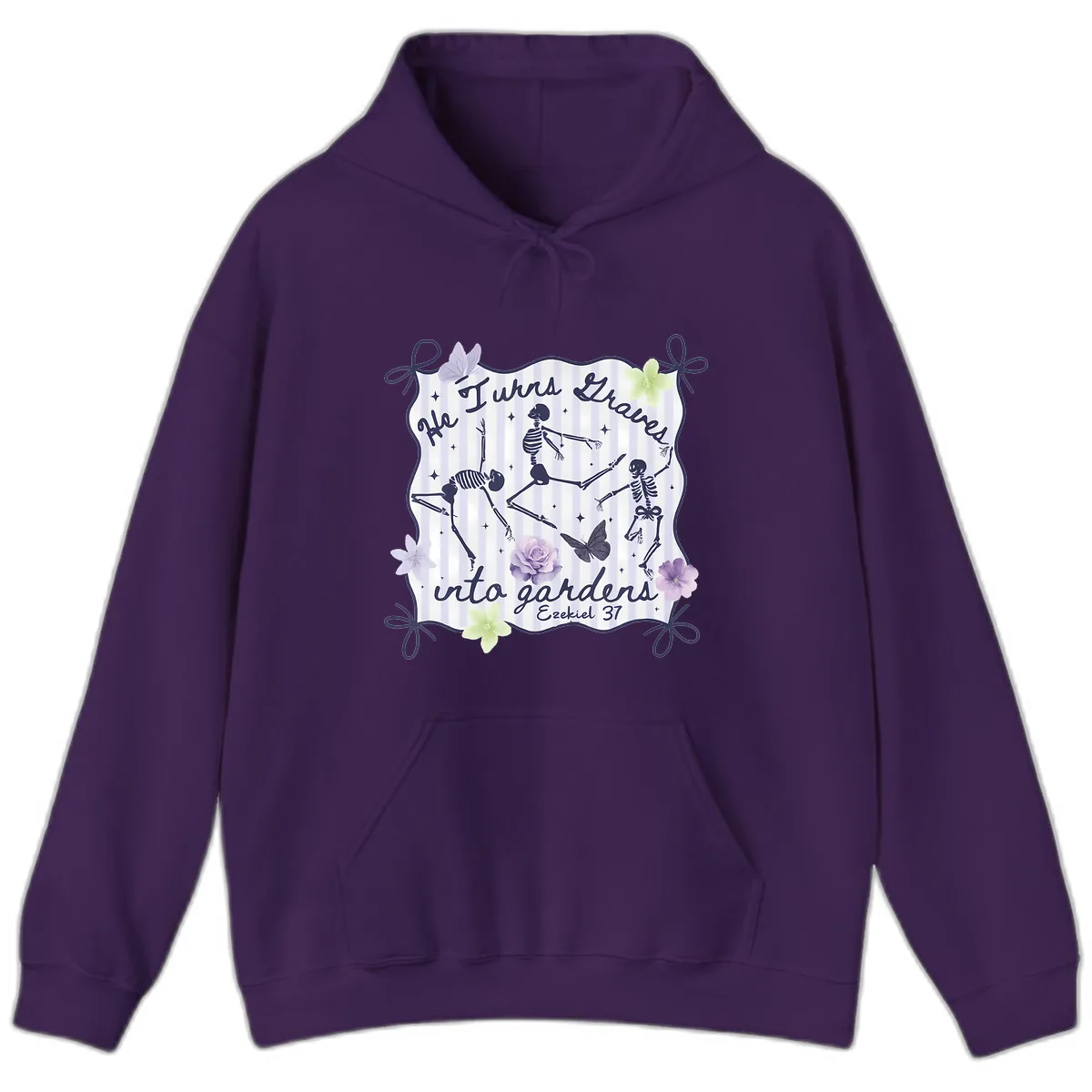 He Turns Graves Into Gardens Hoodie in Purple