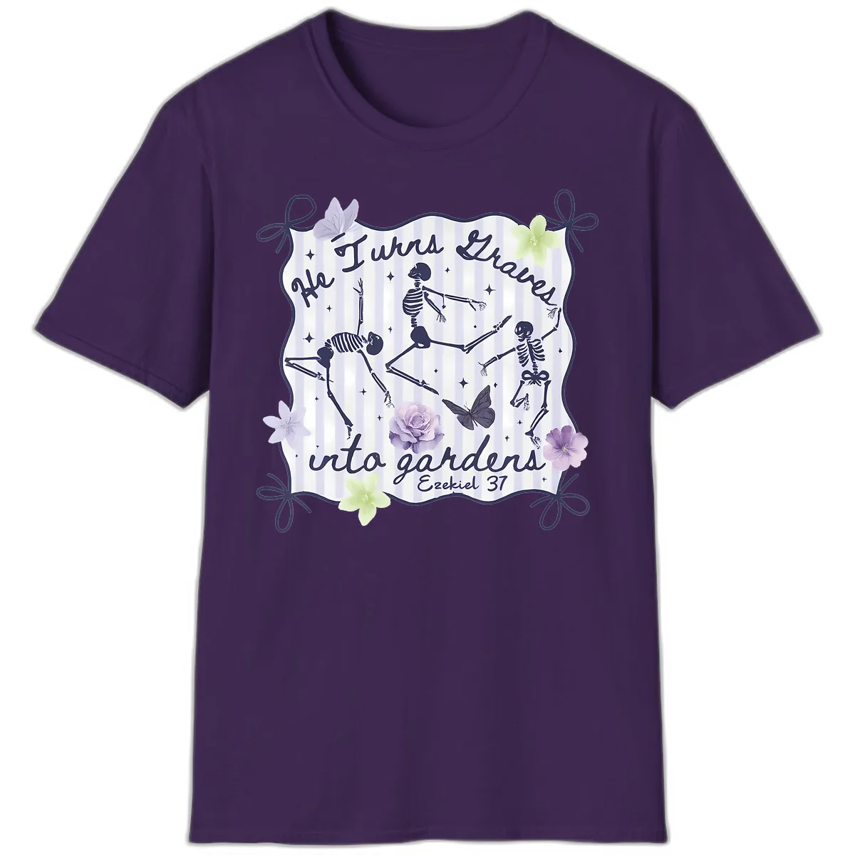 He Turns Graves Into Gardens T-Shirt in Purple