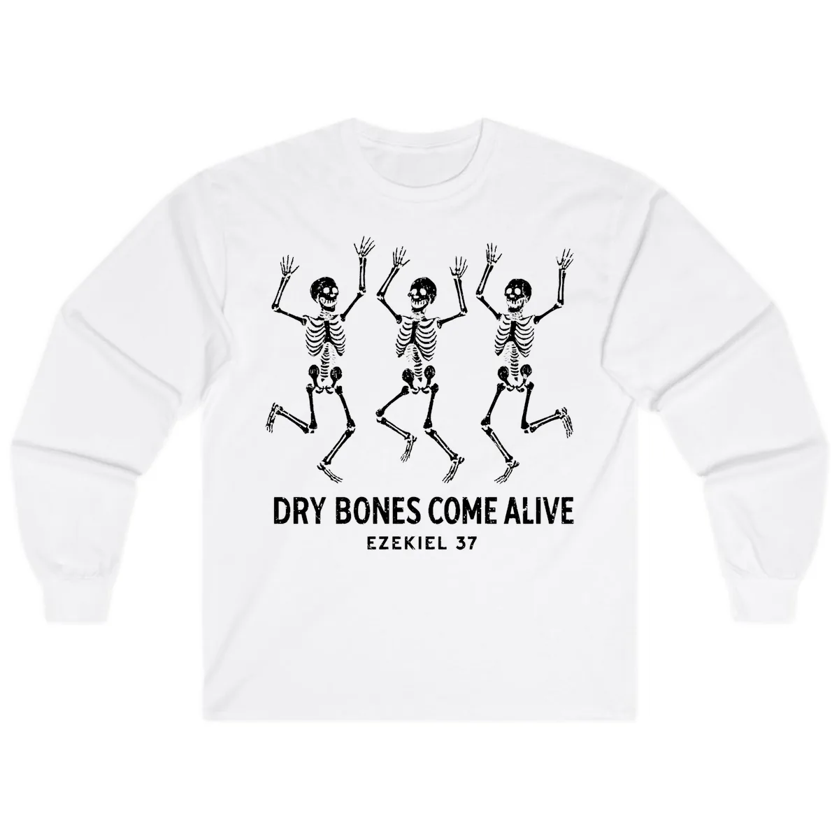 Dry Bones Come Alive Skeleton Dance Long Sleeve in White