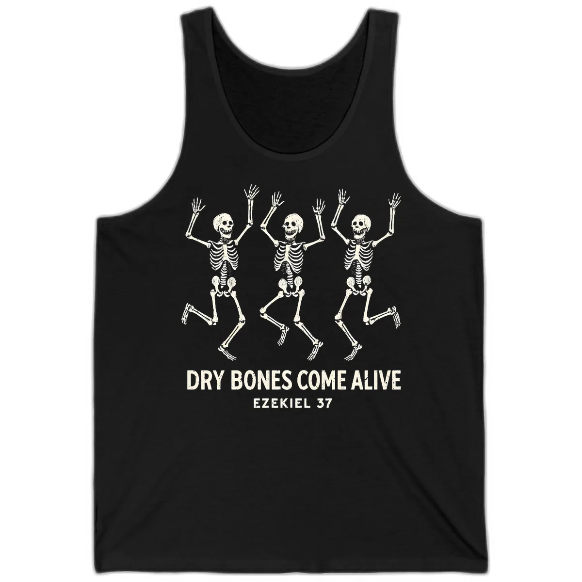 Dry Bones Come Alive Skeleton Dance Tank in Black