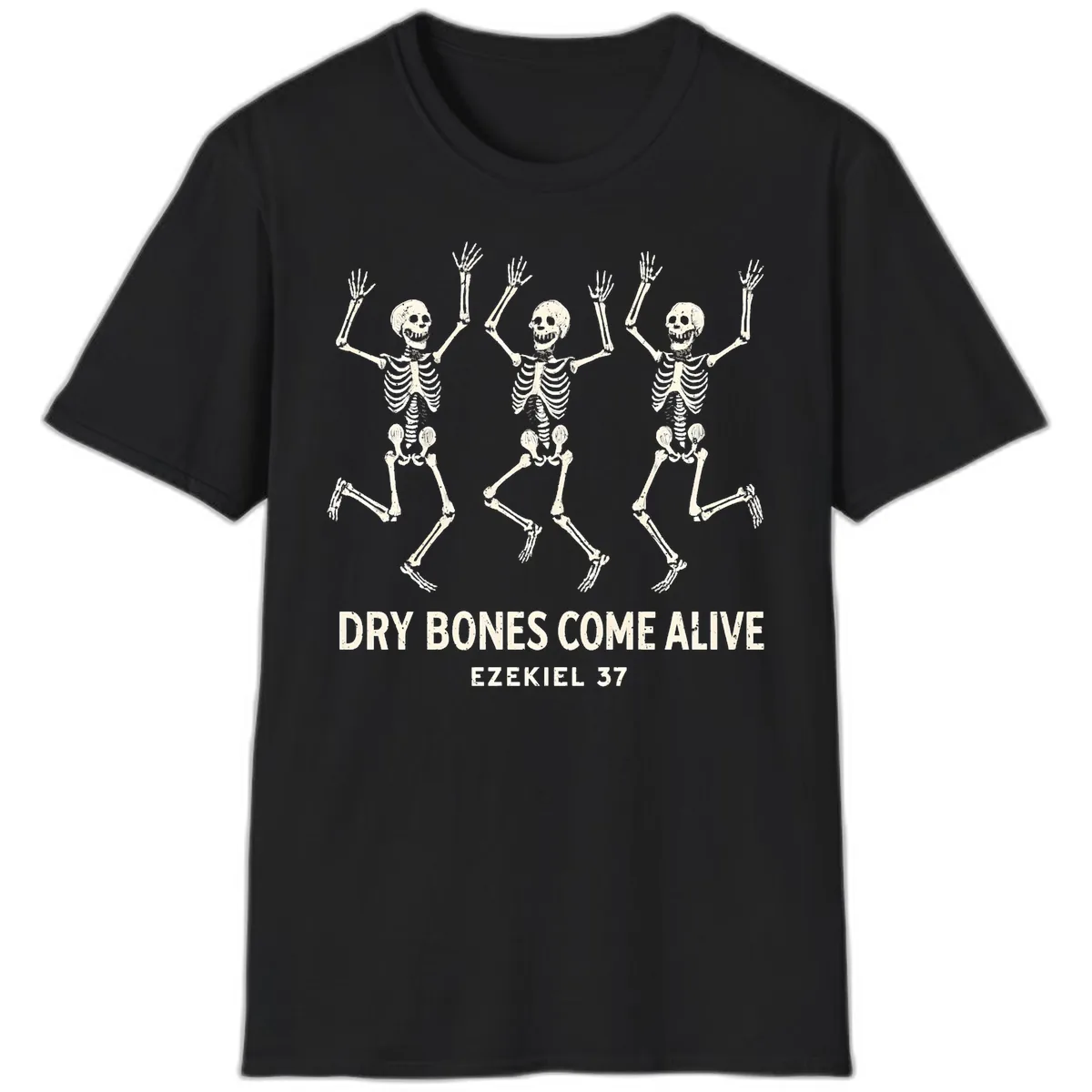 Dry Bones Come Alive Skeleton Dance T-Shirt in Black