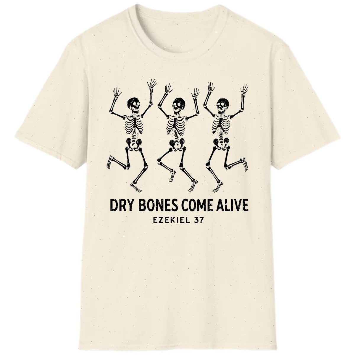Dry Bones Come Alive Skeleton Dance T-Shirt in Natural