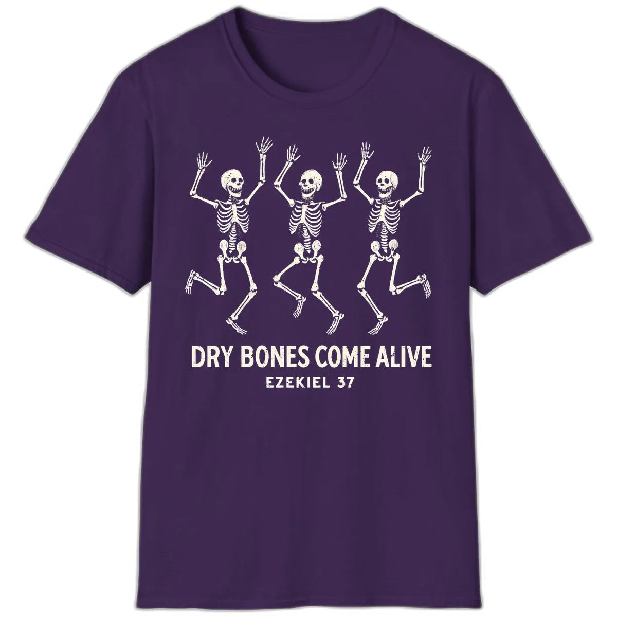 Dry Bones Come Alive Skeleton Dance T-Shirt in Purple