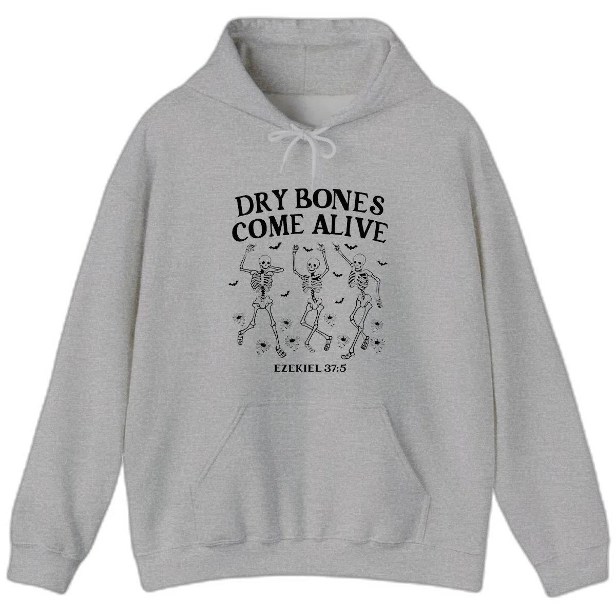Dry Bones Come Alive Halloween Design Hoodie in Sport Grey