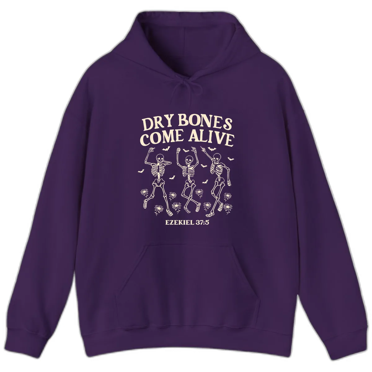 Dry Bones Come Alive Halloween Design Hoodie in Purple