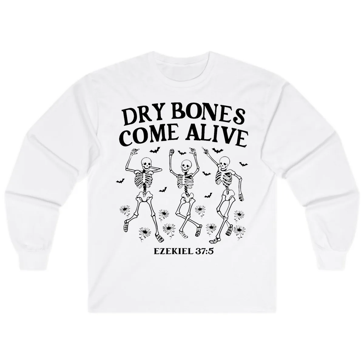 Dry Bones Come Alive Halloween Design Long Sleeve in White