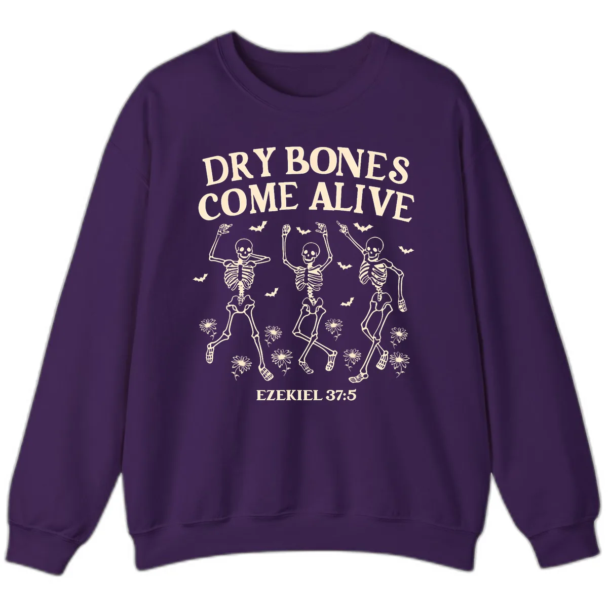 Dry Bones Come Alive Halloween Design Sweatshirt in Purple