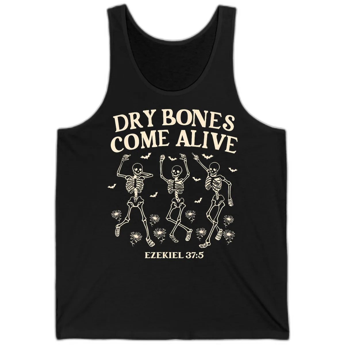 Dry Bones Come Alive Halloween Design Tank in Black
