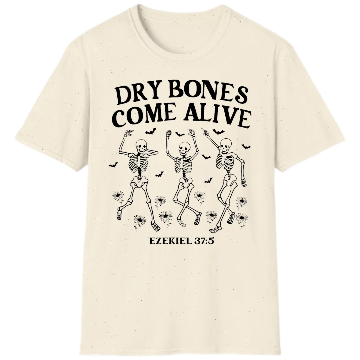Dry Bones Come Alive Halloween Design T-Shirt in Natural